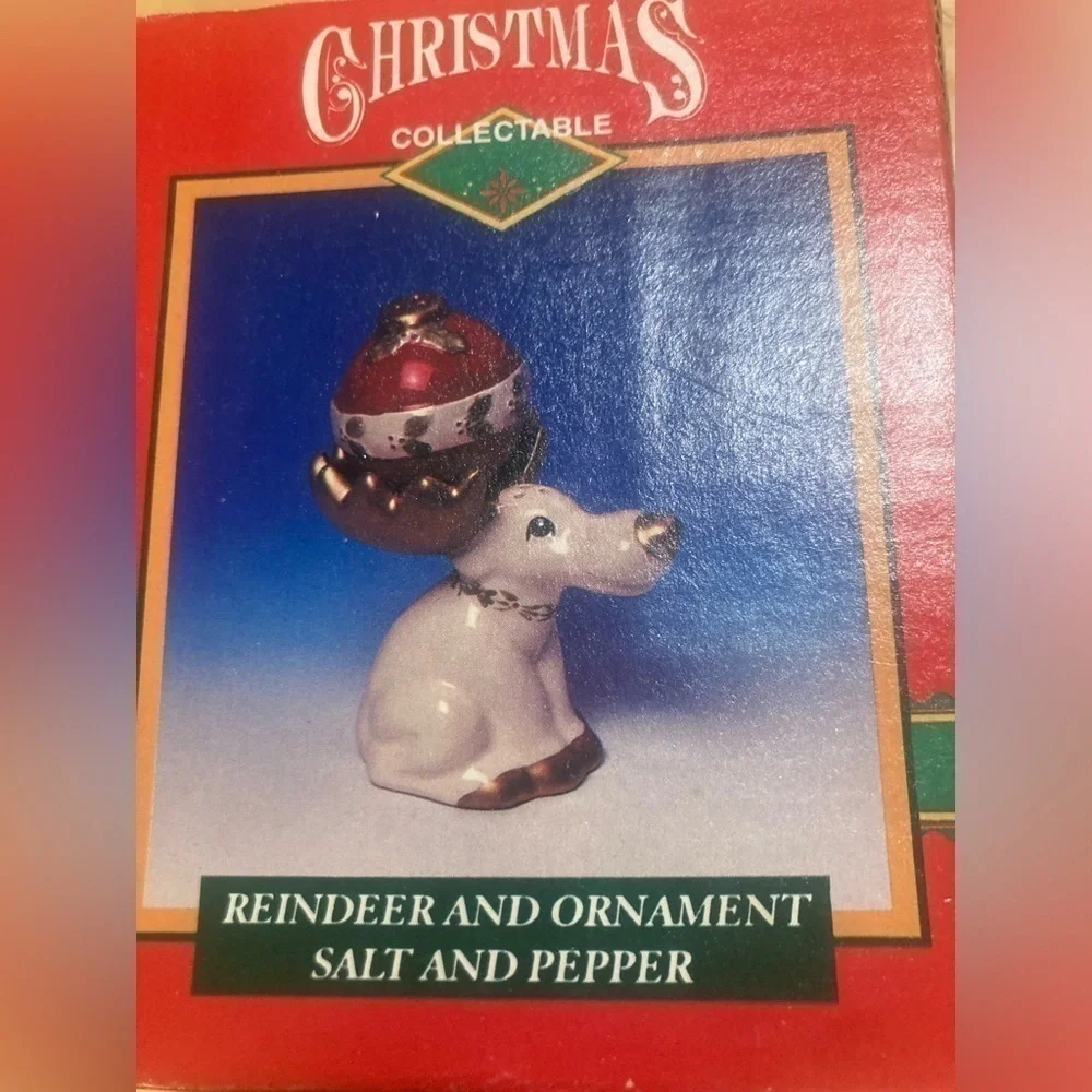 Christmas Collectable Reindeer & ornament salt and pepper shaker set